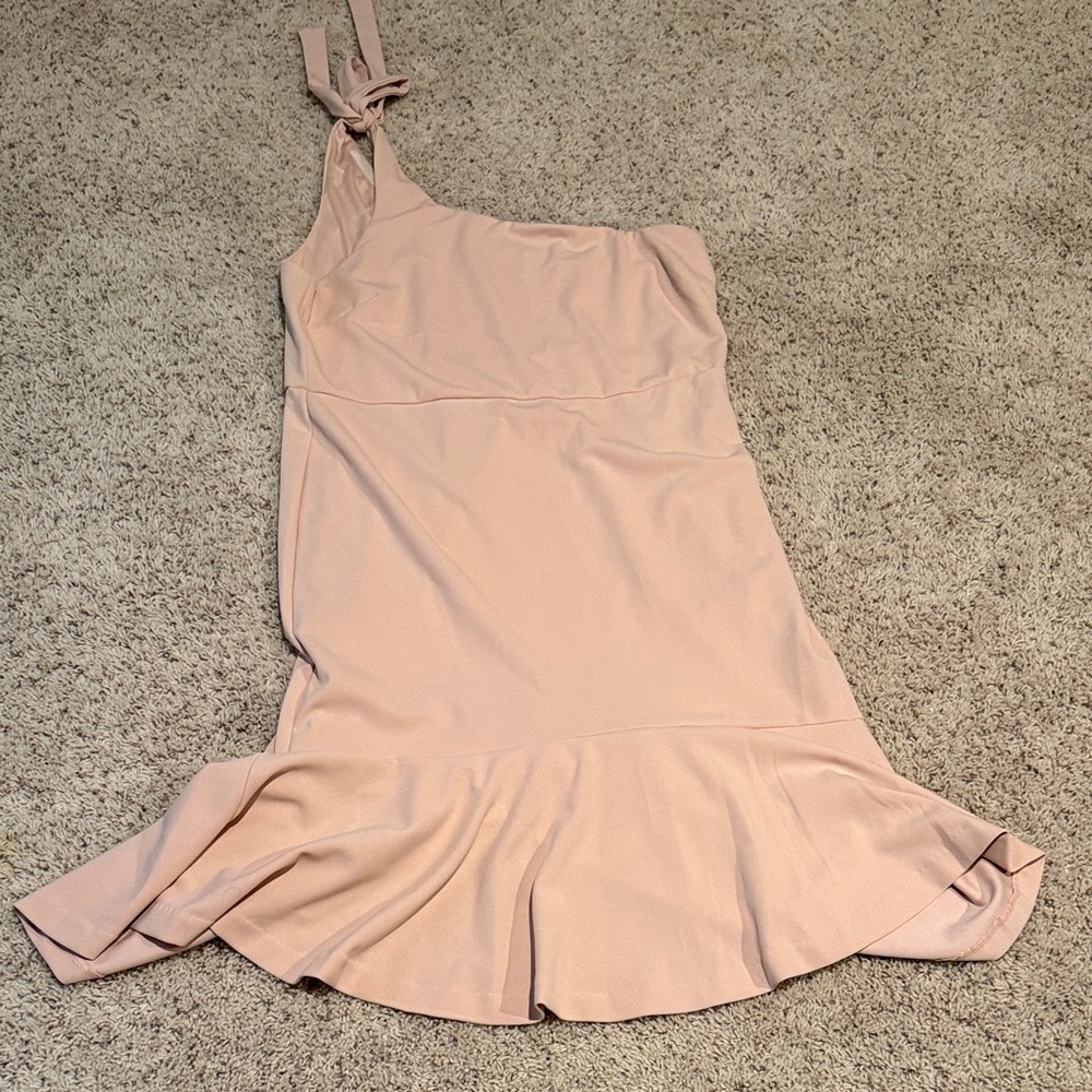 SHOWPO One-Shoulder Midi Dress in Blush